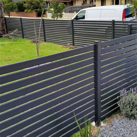 slat fencing panels|Modern Horizontal Slat Fencing made from metal.